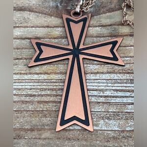 Vintage Coppercraft Guild Large Cross Pendant/Necklace.